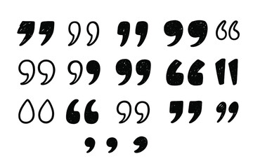 Poster - Vector icon set featuring various styles of quotation marks for design projects and textual elements
