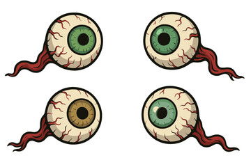 Poster - Unique vector icons of eyeballs with colorful irises and colorful tendrils showcasing various designs and styles for creative projects