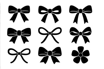 Poster - Vector icon set of decorative bows in various styles and shapes for graphic design and illustration purposes