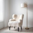 © Liang - Cozy Sheepskin Armchair with Floor Lamp in Minimalist Interior