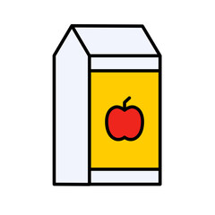Fototapete - Juice Box Apple Juice Drink Packaging Line Icon Food Healthy Kids Flat Outline Vector Easy to Edit Symbol