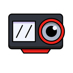 Poster - Action Camera Video Sport Line Icon Adventure Technology Outdoor Flat Outline Vector Editable Easy to Edit Symbol