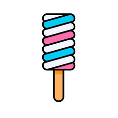 Poster - Spiral Popsicle Ice Cream Frozen Dessert Line Icon Colorful Food Summer Sweet Treat Flat Outline Vector Editable Easy to Edit Symbol