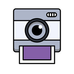 Poster - Instant camera icon with photo print. Photography vintage multimedia symbol