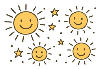 Poster - Happy sun and star vector icon design featuring cheerful faces and playful rays for children?s themes