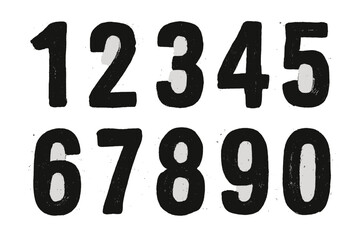 Poster - Vector icon featuring bold black numbers arranged in two rows, showcasing digits one to nine in a distinct artistic style