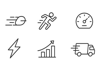 Poster - vector icons representing speed, progress, and delivery for dynamic concepts in modern design projec