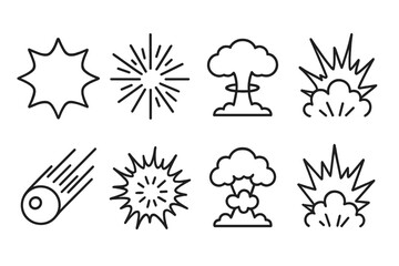 Poster - Vector icons depicting various explosion and blast effects in a minimalistic design style