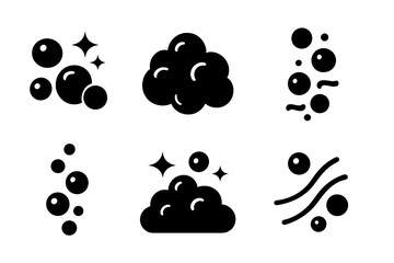 Poster - Vector icons representing various bubbles, clouds, and air particles for digital design and graphic use