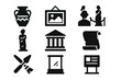 © icon_art - Collection of vector icons representing art and culture with museum artifacts and artistic elements displayed