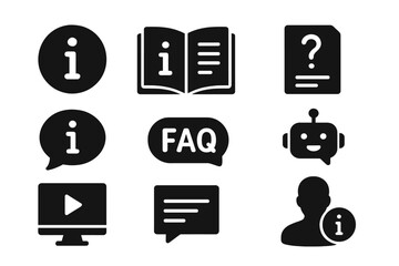 Poster - Vector icons representing information resources and support options for users in digital environments