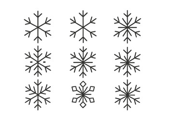 Poster - Vector icons of snowflakes in various designs, suitable for winter-themed projects or decorations