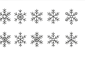Poster - Decorative vector icons featuring various snowflake designs suitable for winter themes and seasonal projects