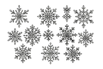 Poster - Elegant vector snowflake designs suitable for winter-themed decorations, cards, and crafts