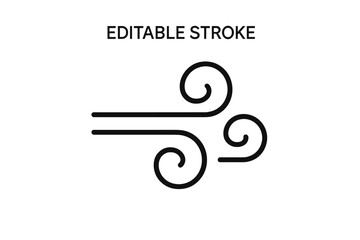 Poster - Vector icon representing a stylized wind symbol with flowing lines and swirls for design purposes in various contexts