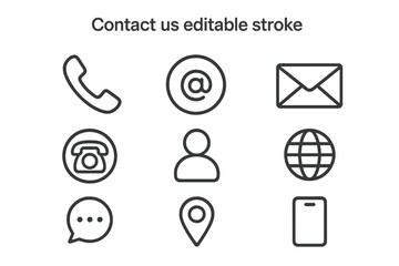 Poster - Vector icons for contact information including phone, email, and location symbols in a modern design