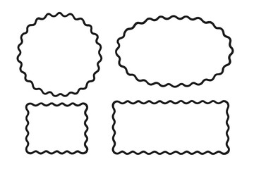 Poster - Vector icons of scalloped outline shapes for design projects including labels and frames
