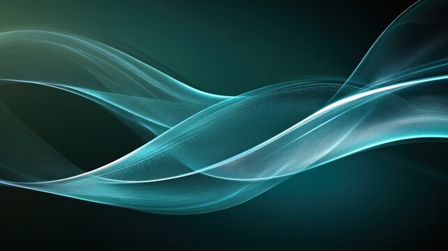 Abstract teal and light teal flowing lines design.