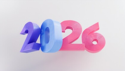 Aufkleber - colorful 3d 2026 numbers in modern pastel tones for new year celebrations, web design, branding, marketing campaigns, posters, and greeting cards


