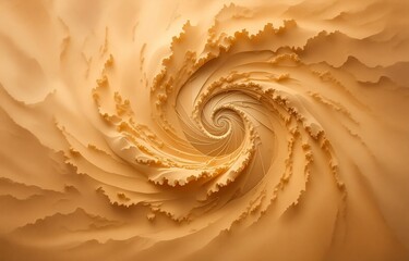 Poster - A mesmerizing swirl of sandy beige tones creates a vortex effect, resembling a desert landscape viewed from above or a close-up of swirling cream. The texture is soft yet dynamic, drawing the eye into