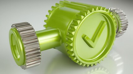Poster - a vibrant green gear wheel symbolizing adaptive minimal business models and efficient mechanisms for