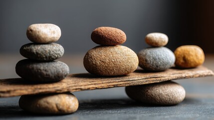 Poster - A balanced stone tower illustrating stability and harmony in asset management and life's journey towards fulfillment