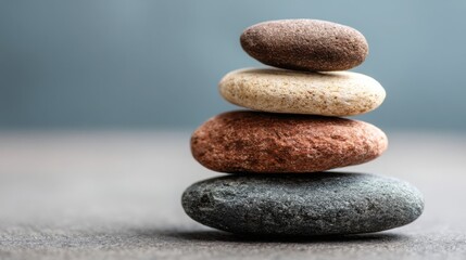 Poster - A neatly stacked formation of rocks reflecting balance and stability in the context of asset management and life alignment