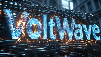 Poster - Dynamic volt wave text design