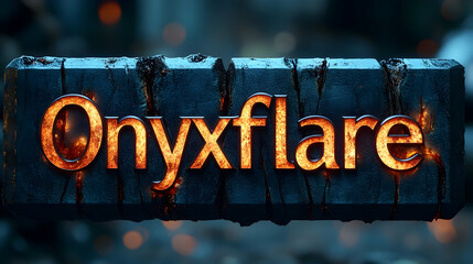 Poster - Fiery orange text onyxflare on distressed stone background