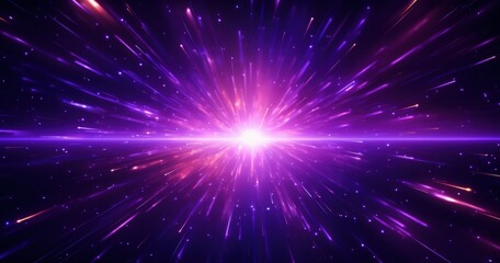 Poster - A brilliant burst of purple and white light radiates outward, evoking a cosmic explosion or a starburst in deep space.