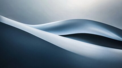 Wall Mural - minimalist abstract design with smooth gray curves flowing gracefully over a white background made w