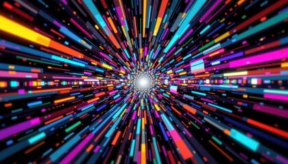 Poster - a dynamic visual disturbance that creates a mesmerizing display of fragmented colors, distorted patterns, and pixelated textures, giving the illusion of a digital glitch effect.