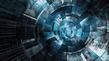 Poster - abstract picture vibrant particle in geometric shape represent data flow. vivid flowing object with 