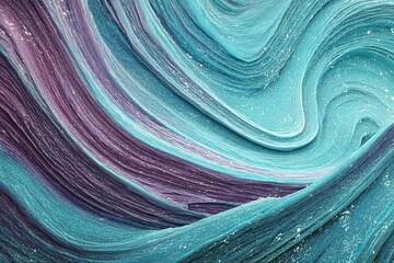 Fototapete - Swirling textures of vibrant aqua and purple create a stunning abstract pattern in a modern art piece