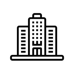 Poster - Bold black line art icon of a modern office building, concept for corporate identity, real estate, and architecture branding