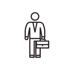 Poster - Line art illustration of a person in business attire holding a briefcase, concept for business, corporate identity, and professional presentations