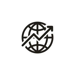 Poster - Global growth graph icon on white background, concept for business, finance, and marketing presentations