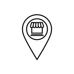 Fototapete - Simple line art icon of a store location pin, concept for navigation apps, business, and online store maps