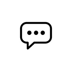 Poster - Bold black outline speech bubble icon with three dots inside, concept for communication, messaging app, social media interface design