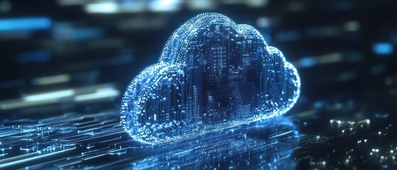 Fototapete - Cloud computing digital circuit