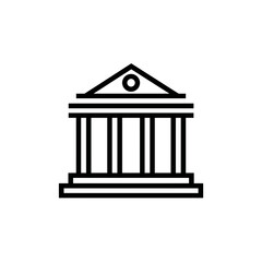Aufkleber - Simple line art illustration of a classical building with columns and a triangular pediment, concept for corporate identity, logo, and website design
