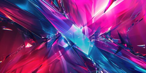 Poster - abstract digital shape or line and technological cyber style particle design connect in surreal elec