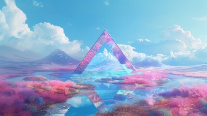 Poster - abstract crystal mirror texture effect decorated with colorful light in modern design surrounded by 