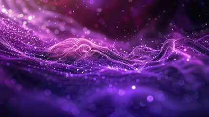 Poster - abstract picture of neon light particle with digital technology style design connecting become dynam