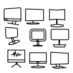 Fototapete - Simple computer icon set in various shapes. Computer monitor screen flat icon for apps and websites.Desktop computer line icon, outline vector sign, linear style pictogram isolated on white. Workplace
