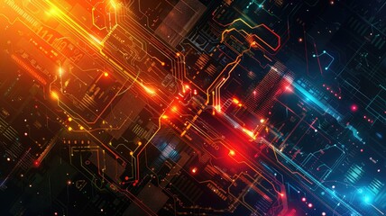 Poster - abstract digital shape or line of technological cyber style particle design connect in surreal elect