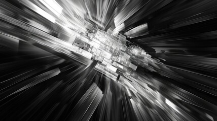 Poster - Abstract complex glitch with pixel effect in tech background use shading and glitches texture express mysterious design or complex flow with cyber object convey sense of future digital scene. AIG53.