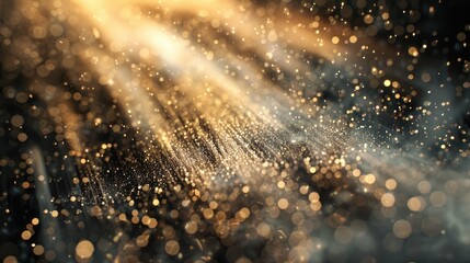 Poster - Ethereal light waves interact with dust particles, creating a stunning display of shimmering effects and textures in motion, perfect for artistic backgrounds.