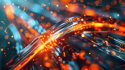 Fototapete - Explore a vibrant and dynamic abstract artwork that enhances realism and mood. This image captures flowing textures and glowing elements, creating a captivating visual experience.