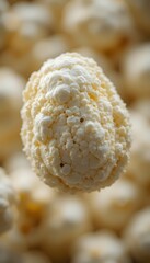 Poster - Up Close With A Single Popcorn Kernel, Its Expanded Starched Texture Is Magnified For Detail. A Great Snack, The Perfect Treat. Macro Shot.